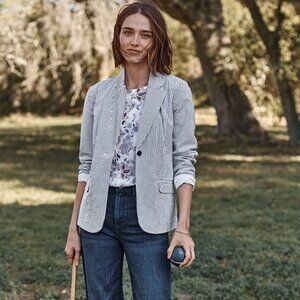 J. Jill Seersucker Stripe Blazer Large
